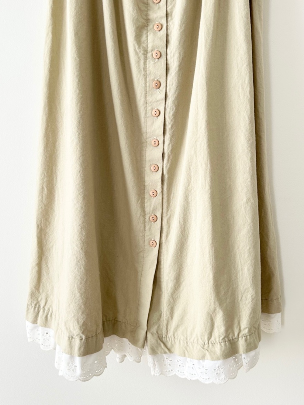 Vintage Byer California 100% Cotton Eyelet Lace Trim Button Midi Skirt - Picture 5 of 16